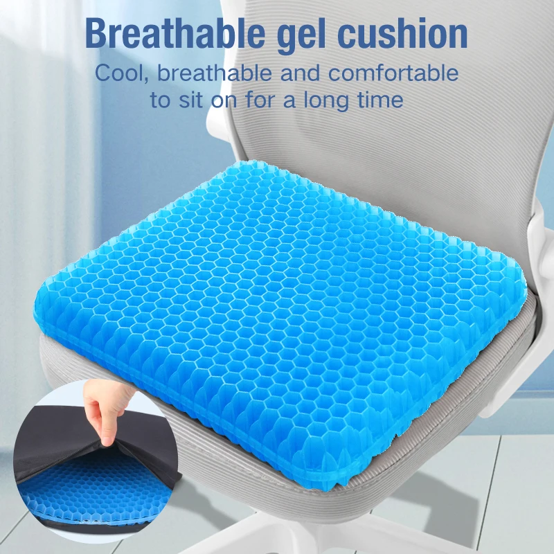 Gel Seat Cushion Summer Breathable Honeycomb Design For Pressure Relief Back Tailbone Pain for Home Office Wheelchair Chair Cars
