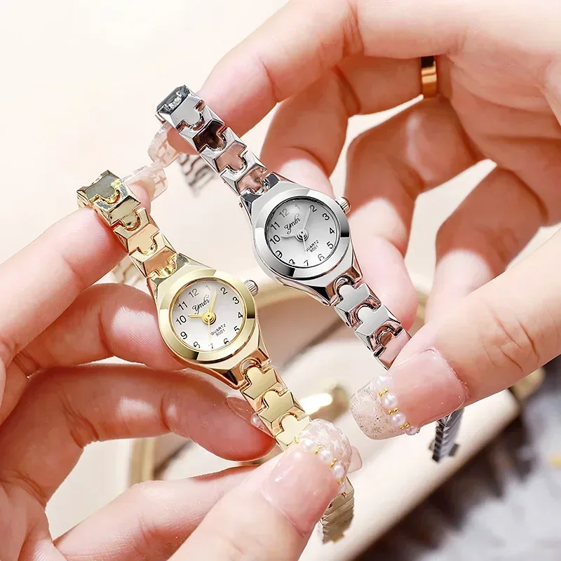 

Mini Dial Fashion Versatile Vintage Trend Quartz Watch Elegant Rose Gold Steel Strap Bracelet Ladies Wristwatches Female Watch