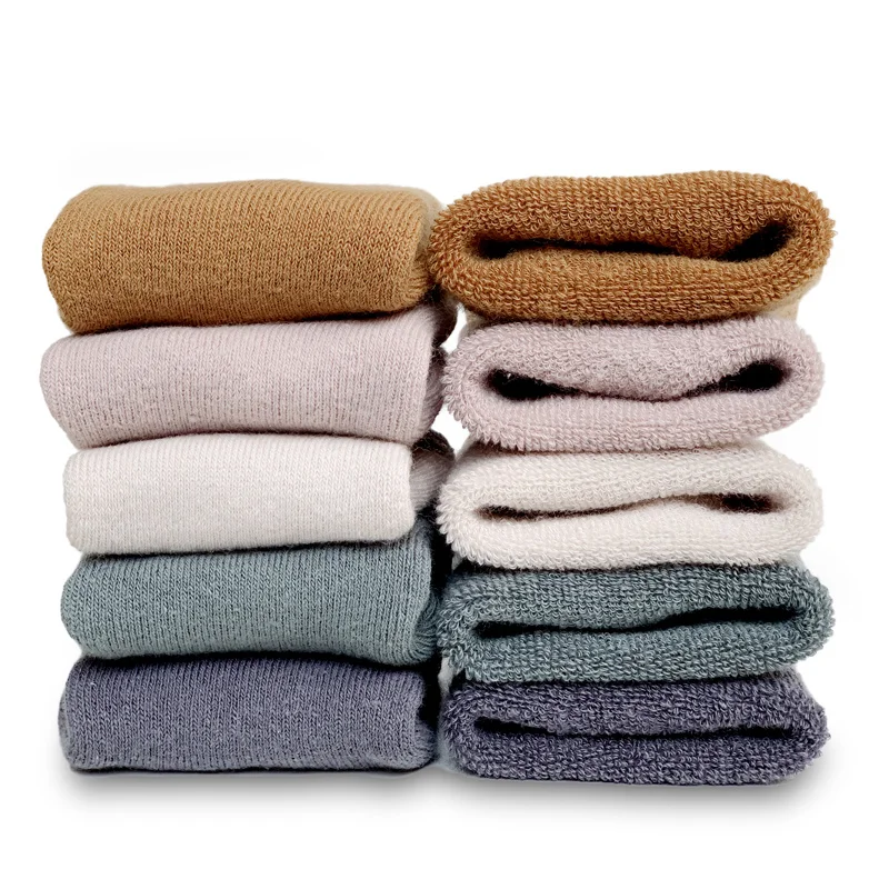 5 أزواج من الجوارب للأطفال للخريف والشتاء مبطنة بالصوف سميكة غير قابلة للانزلاق للأطفال جوارب للأطفال الصغار جوارب للأولاد والبنات