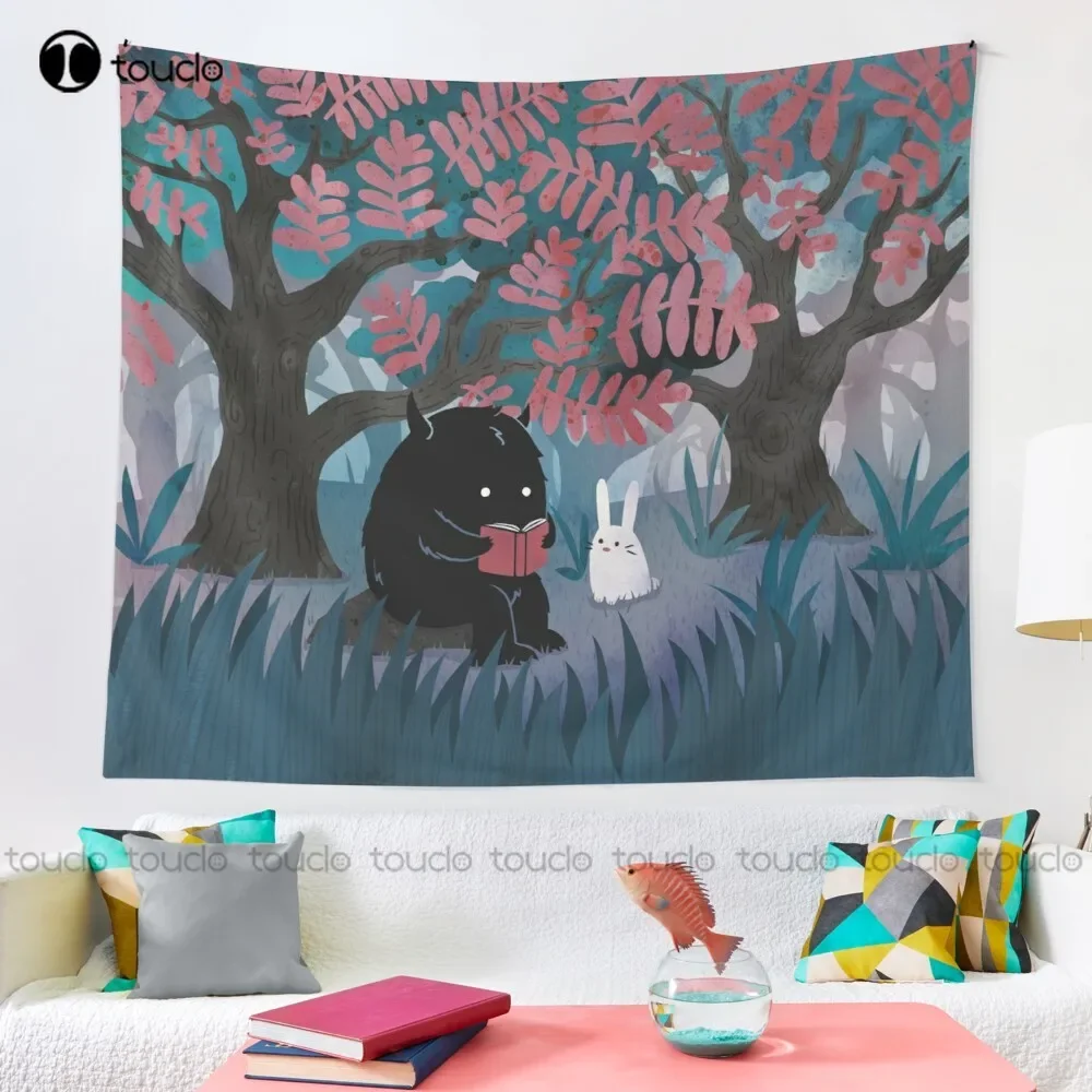 Another Quiet Spot Quiet Spot Monster Bunny Cute Forest Woods Tapestry Funny Wall Tapestry Custom Decoration Wall Hanging