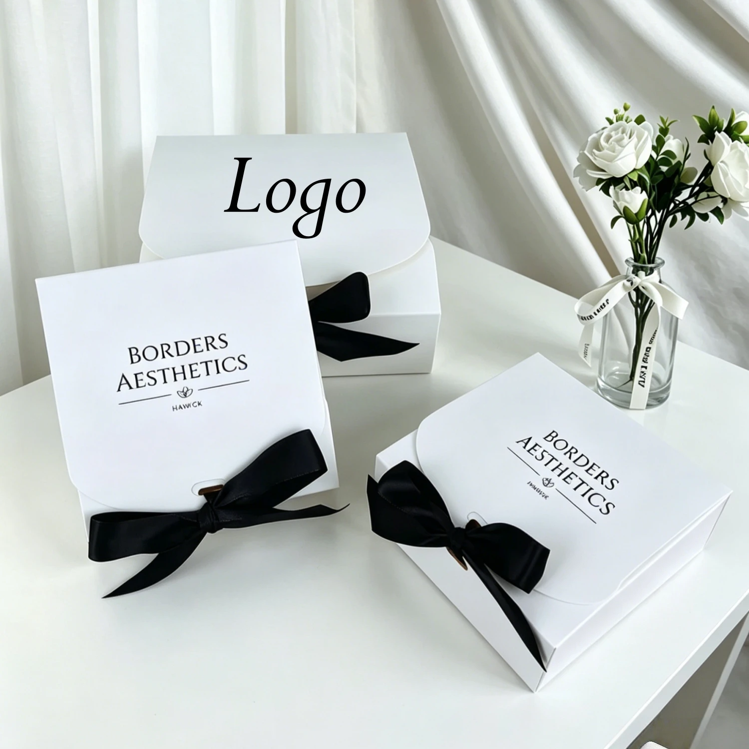 10x Paper Gift Boxes Commodity Packaging Box Customize Logo With Ribbon,Shopping Promotion Box For Wedding Gifts Wrapping