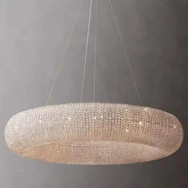 

American Style Luxury Led E14 Pendant Lights Living Room Lustre Pendant Lamp K9 Crystal Suspend Lamp Decor Indoor Light Fixtures