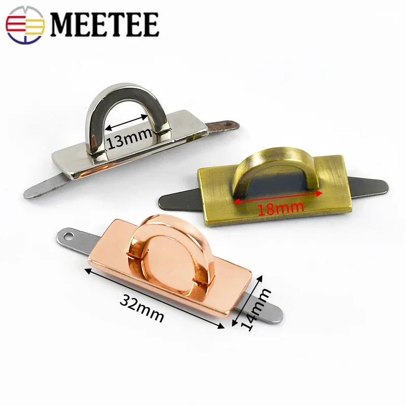 2/4/10Pcs 10mm Meetee Metal D Rings Bag Connector Buckles Arch Bridge with Screws Handbag Hanger Hooks Hardware Accessories