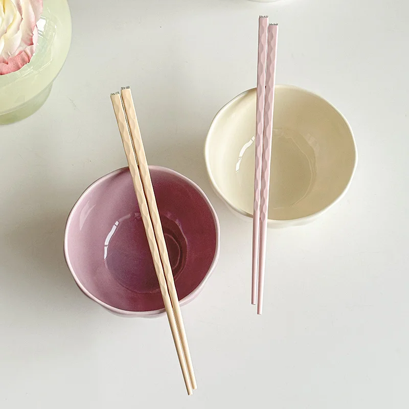 Sweet Solid Color Chopstick Korean Style Ins Cute Household Tableware Couples Chopsticks Restaurant Kitchen Supplies