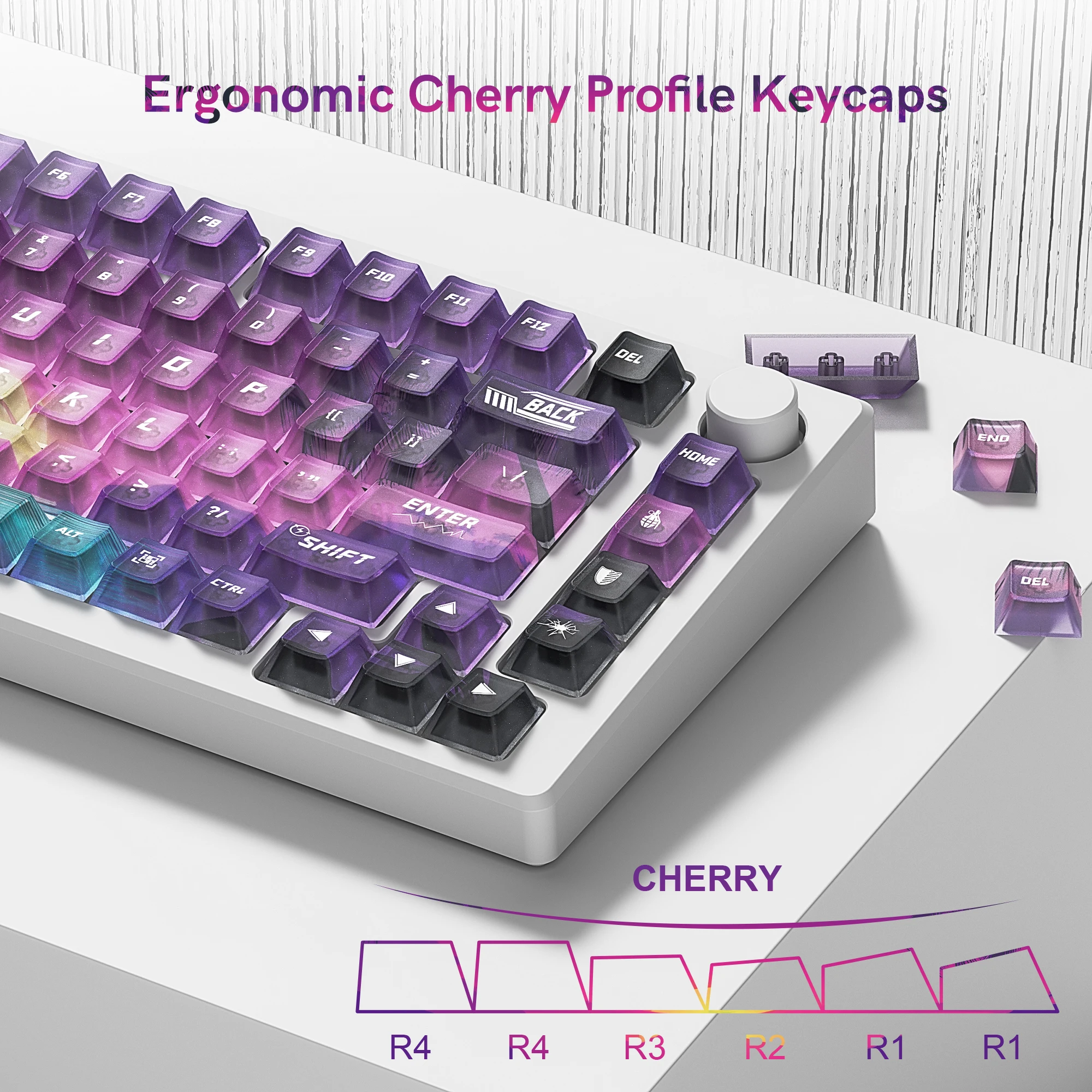 115 مفتاحًا ملونًا على شكل نجمة شفافة وواضحة Keycap كريستال PC Keycap RGB يلمع من خلال غطاء المفتاح ملف الكرز للوحة المفاتيح MX Switch
