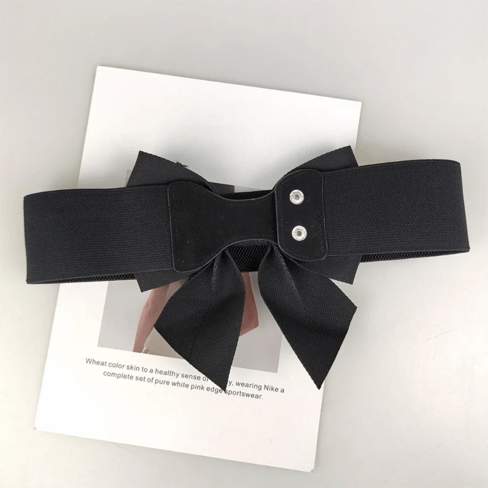 Elegant Bowknot Waist Straps Solid Color Wide Waist Belt Elastic Adjustable Dress Belt For Dress Decorate Clothes Accessories