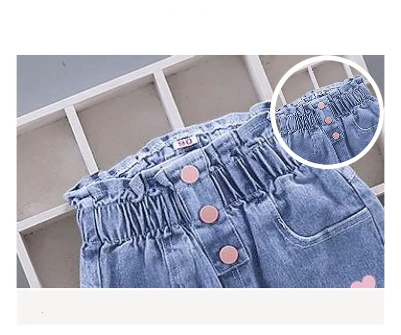 Jeans für Kinder Mädchen Hosen Herbst 2024, neue Frühlingsmode, lässig, Erdbeerstickerei, Baby für Mädchen, lange Denim-Hosen, 1–6 Jahre – Detail 6