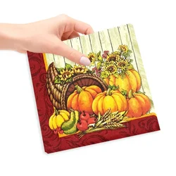 In Stock Summer Halloween Pumpkins Autumn and Winter Coloured Napkins Unscented Virgin Wood Pulp Printed Tissue Paper Party