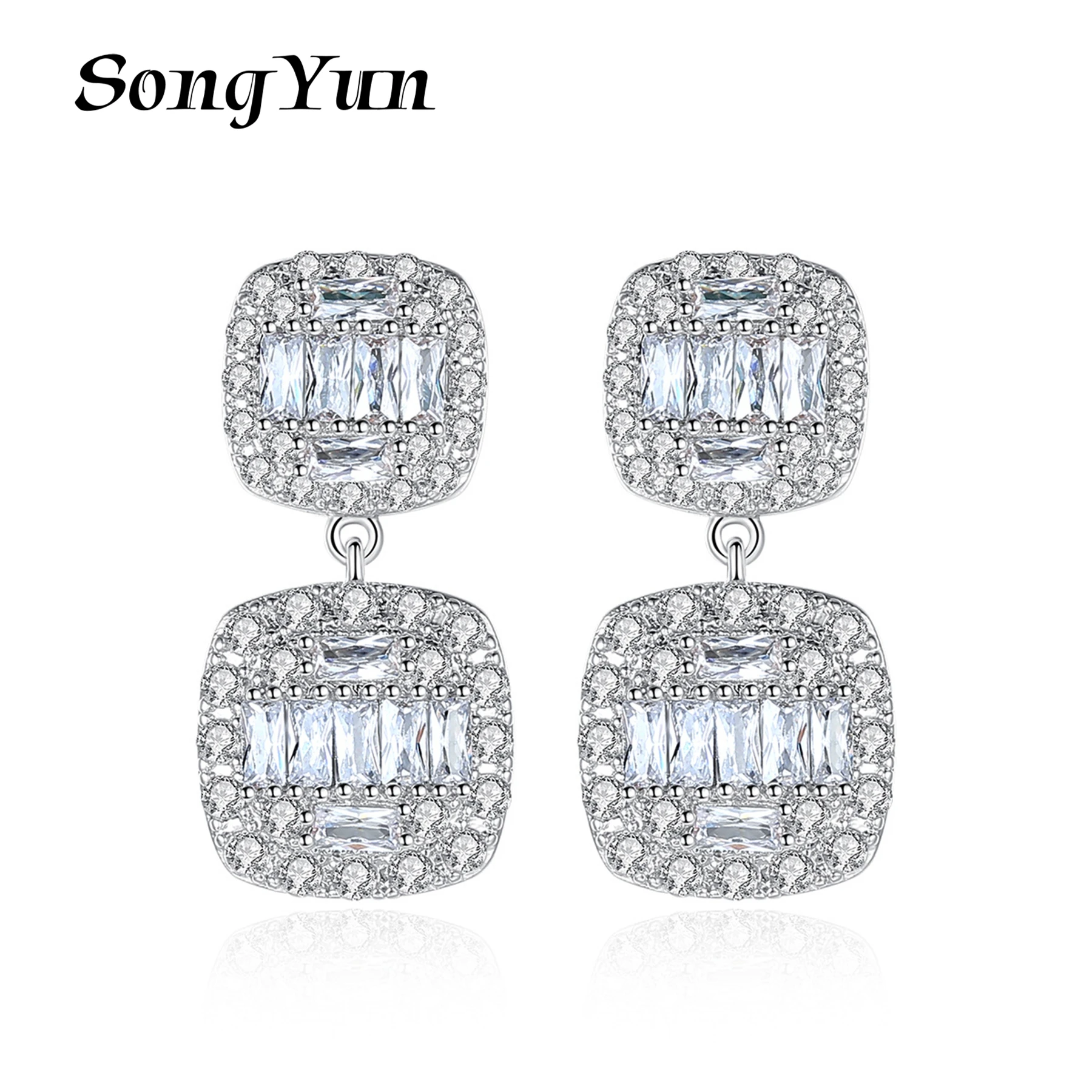

SongYun Jewelry MHT Quality Brass Stud Earrings Dangle CZ 7A Zircon Bridesmaid Gift Mother Day Gift Women Earring Jewelry
