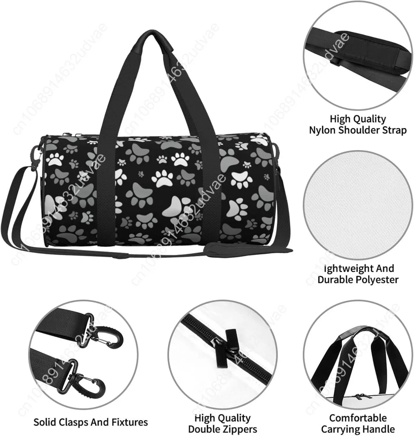 Cute Dogs Paws Sports Gym Bag Travel Duffel Bag Shoes Compartment For Men Women Foldable Lightweight Yoga Gym Sports Bag