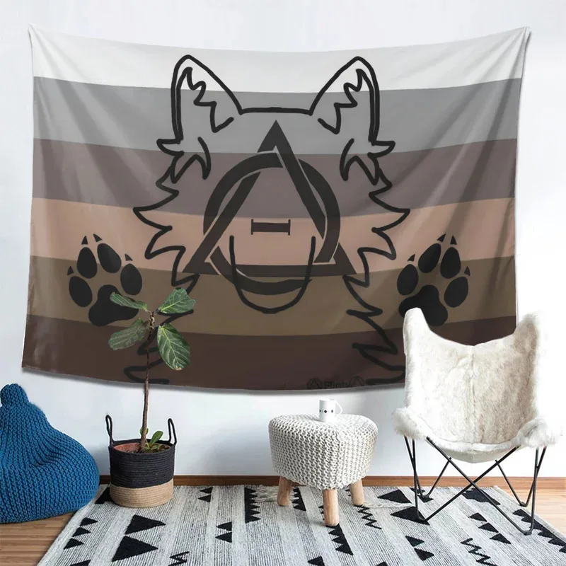 VIKAMA Gray Wolf Terian Banner Wolf Head Profile Tapestry Suitable For Home, Office, And Party Wall Decorations