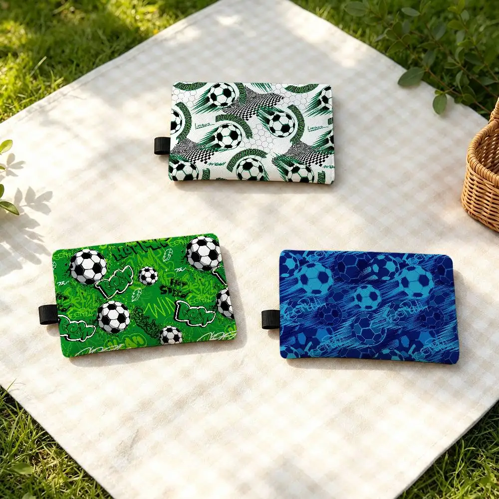 Football Pattern Waterproof Zipper Coin Purse Lightweight Hanging Key Pouch Card Holder For Daily Use