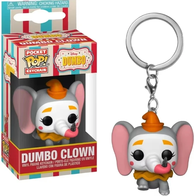 FUNKO Keychain PVC Action Figure Disney Dumbo Clown Dumbo Collection Model Keyring with Box Bag Pendant Toys for Gifts