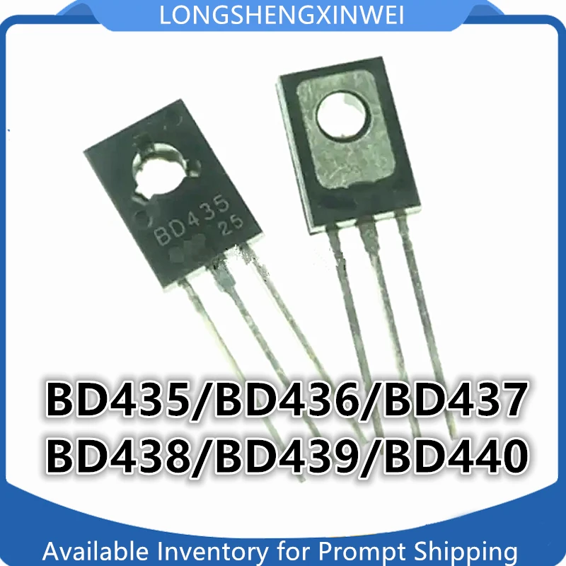 Transistor de potência, BD435, BD436, BD437, BD438, BD439, BD440, TO-126, 1pc