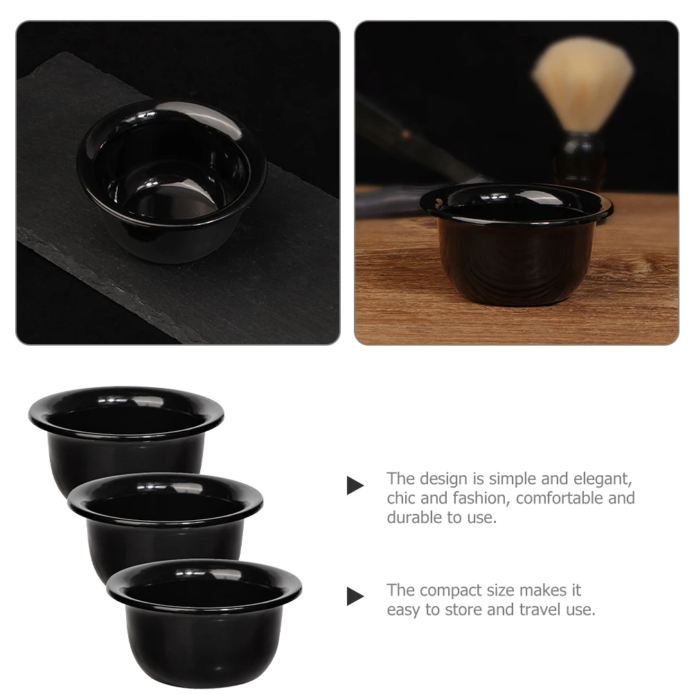 

3pcs Black Soap Cups for Men Reusable Shave Bowls Durable Household Shaving Bowl Shaving Bowl Travel Stable Base