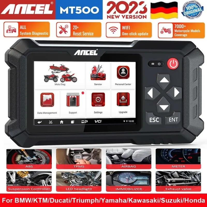 

Ancel MT500 Motorcycle Scanner Full System Diagnosis ECU Coding Multi-reset Auto Motorcycle Analysis for BWM/KTM/KAWASAKI