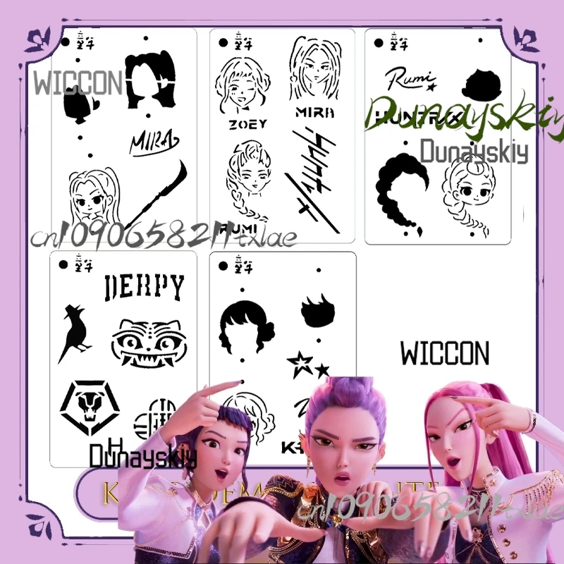 هنتركس رومي ميرا زوي سجابوي شيطان لطيف طلاء الوجه استنسل أنيمي شخصية تأثيري ماكياج حفلة الهالوين عيد الميلاد Kawaii  #1