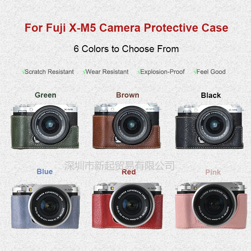 

Genuine Leather Half Camera Case for Fujifilm XM5 X-M5 XM-5 XM 5 Stylish and Protective Digital Photography Bag Cover