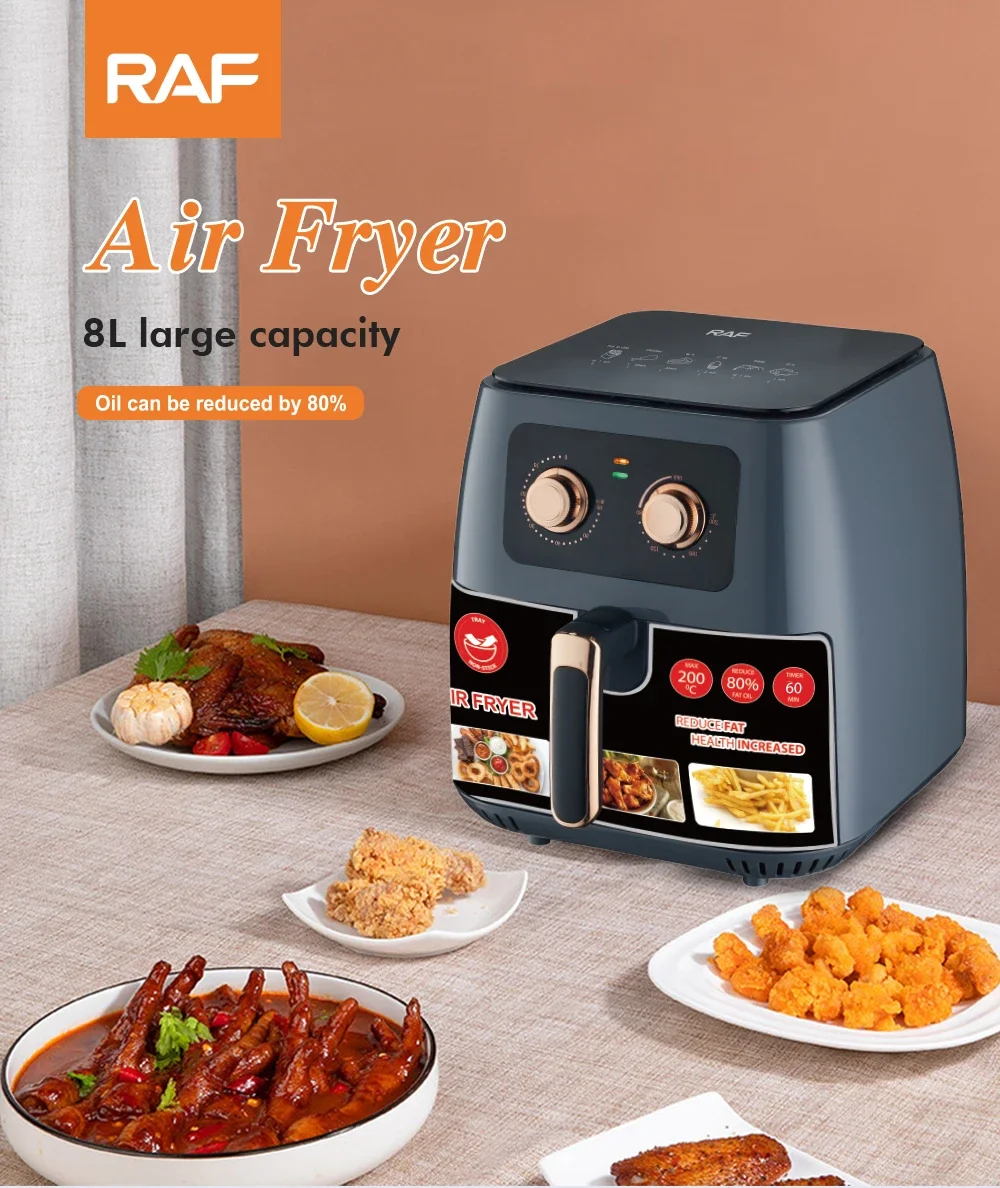 1700W Big Capacity 8 Litre Fryer Oven Healthy No oil Delicious Food High-speed Heating Automatic Air Fryers