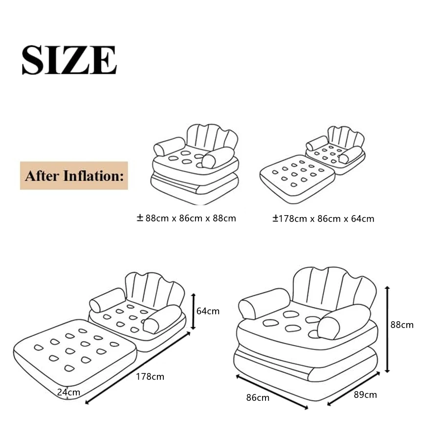 Inflatable Sofa Outdoor Adult Lazy Sofa Multifunctional Five in One Inflatable Bed Convenient Foldable Lounge Chair