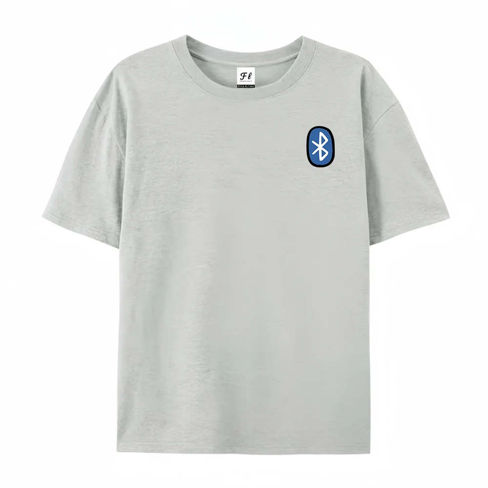 Funny Wireless Symbol Chest Print Graphic T‑Shirt Minimalist Small Pocket‑Size Fashion Logo Crew Neck Cotton Casual Tee Gift