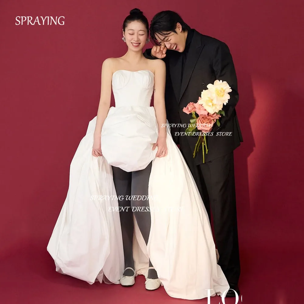 

SPRAYING Simple Taffeta Wedding Photo Shoot Dresses Ivory Sweetheart A line Long Corset Korea Bridal Gowns 웨딩드레스 Customized 2025
