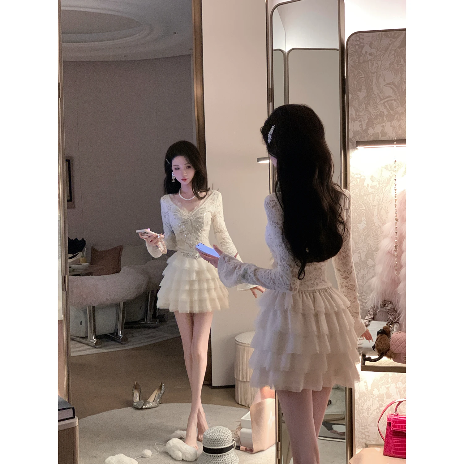 

Юбка-кейк с высокой талией и многослойной юбкой-полусолнцем, не просвечивающая, для девочек, из полиэстера, с эластичным поясом