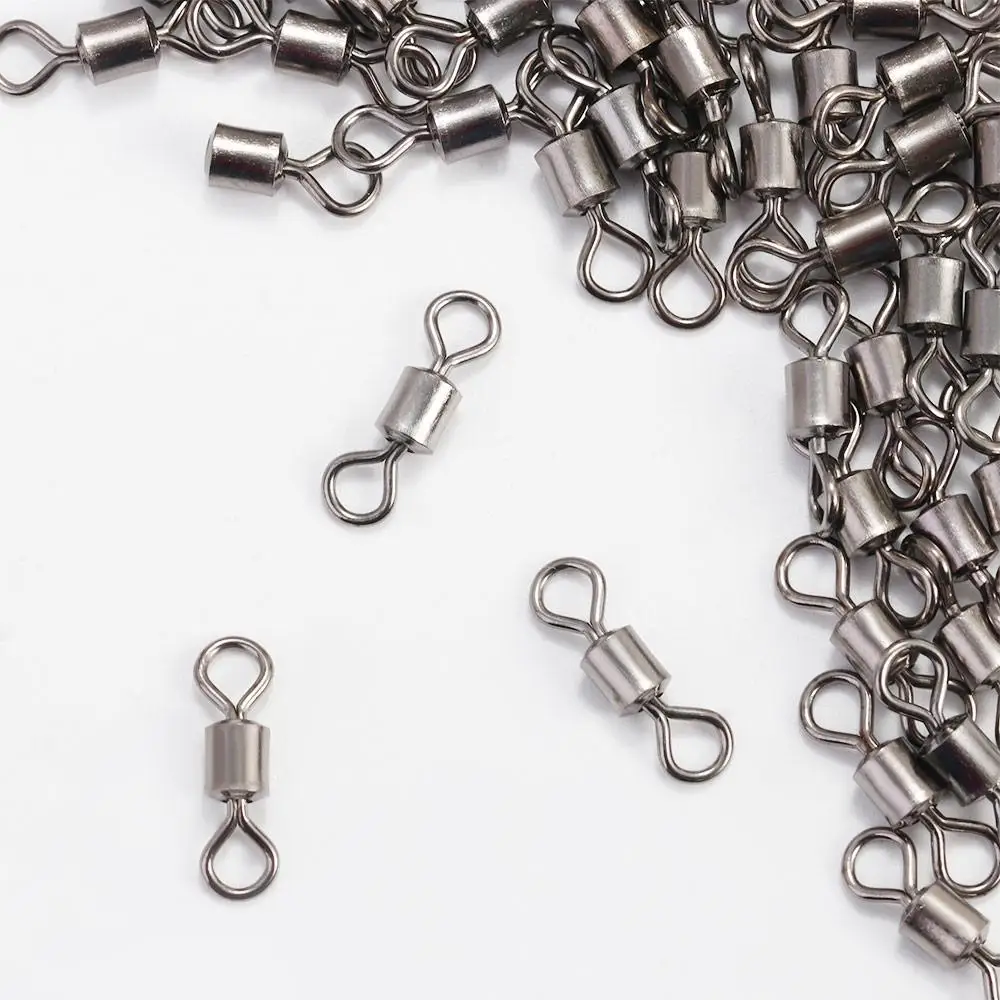 

50pcs Stainless Steel Accessories Heavy Duty Barrel Fishing Tool Swivel Solid Ring Ball Bearing Connector