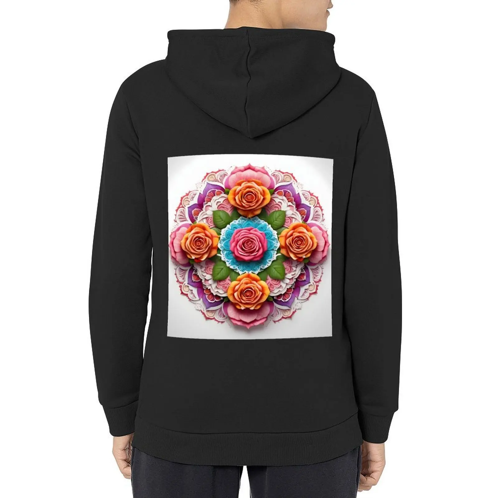 

roses mandala Hoodie autumn men's sweat-shirt set mens designer clothes men clothing hoodie man