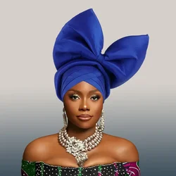 2024 African Party Evening Wedding Headtie for Women Fashion Summer Autumn Solid Color Headtie Women Caps