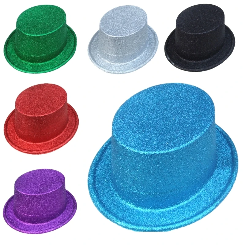 1PC Glitter Pork Pie Hat Hat Hat Magician Top Hat hat Bowler Top Hat Magician Performed Hat