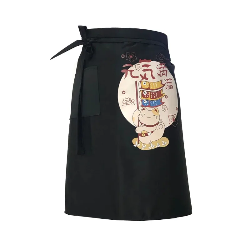 

Japan Style Chef Apron Food Service Clothing Sushi Cook Work Aprons for Japanese Cuisine Kitchen Kimono Print Pinafore