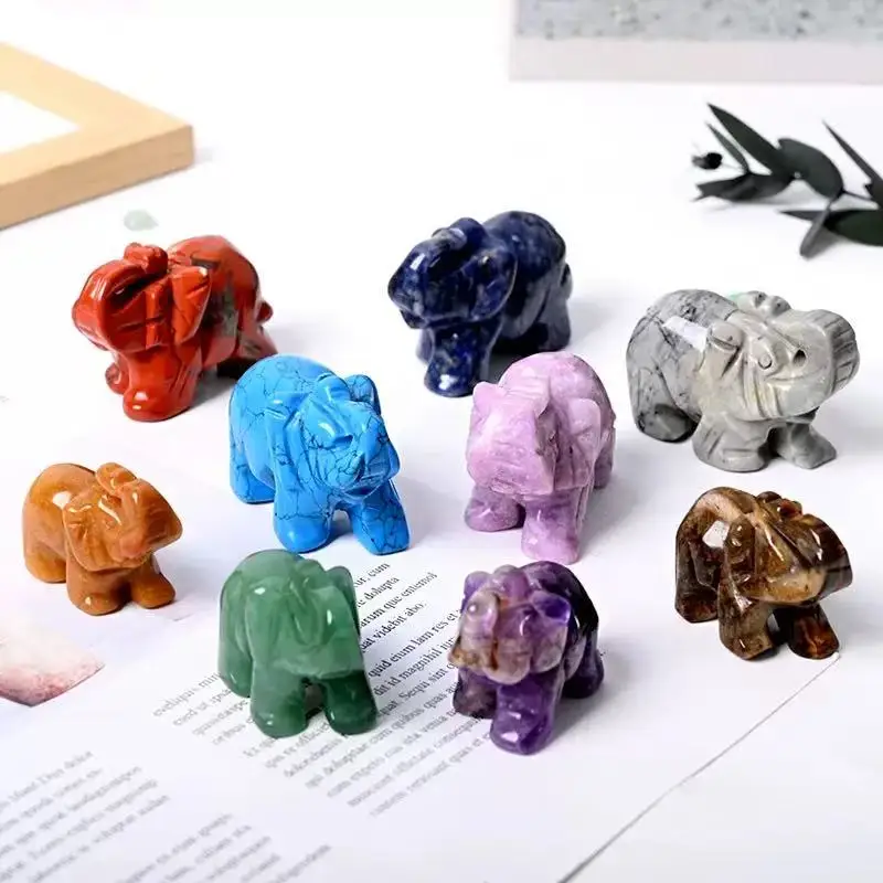 1pc 1.5in Crystal jade carving elephant, manually carved and polished, suitable for office home decoration, holiday party gifts