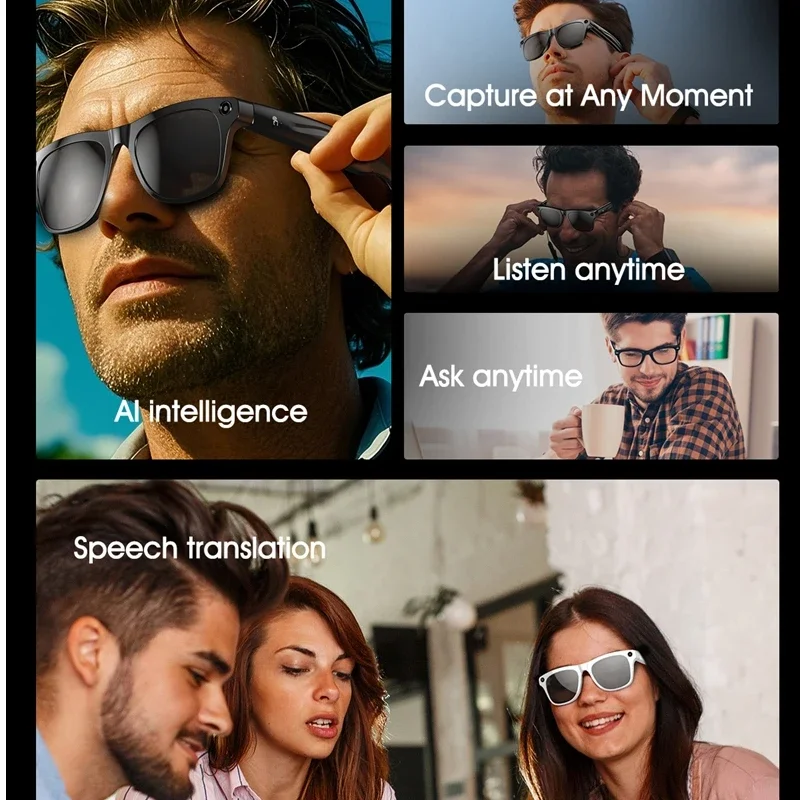 XIAOMI 1080P HD AI نظارات فوتوكروميك ذكية GPT كاميرا بلوتوث دعوة 260 Mah بطارية صوت مساعد التحكم النظارات الذكية