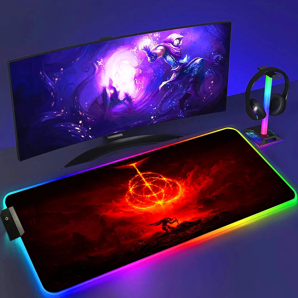 EldenS R-RingS ماوس الوسادة الألعاب LED ماوس حصيرة 600x300 عيد ميلاد Mousemats الجدول منصات الكمبيوتر حصيرة مكتبية RGB لوحة المفاتيح حصيرة XXL