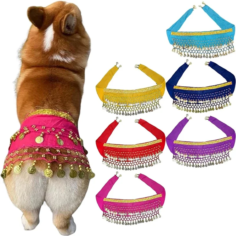 

Corgi Belly Dance Hip Towel Decorative Belt Pet Dog Skirt Shake Waist Dance Pet Accessories Dance Chain Clothes Sequin Hip