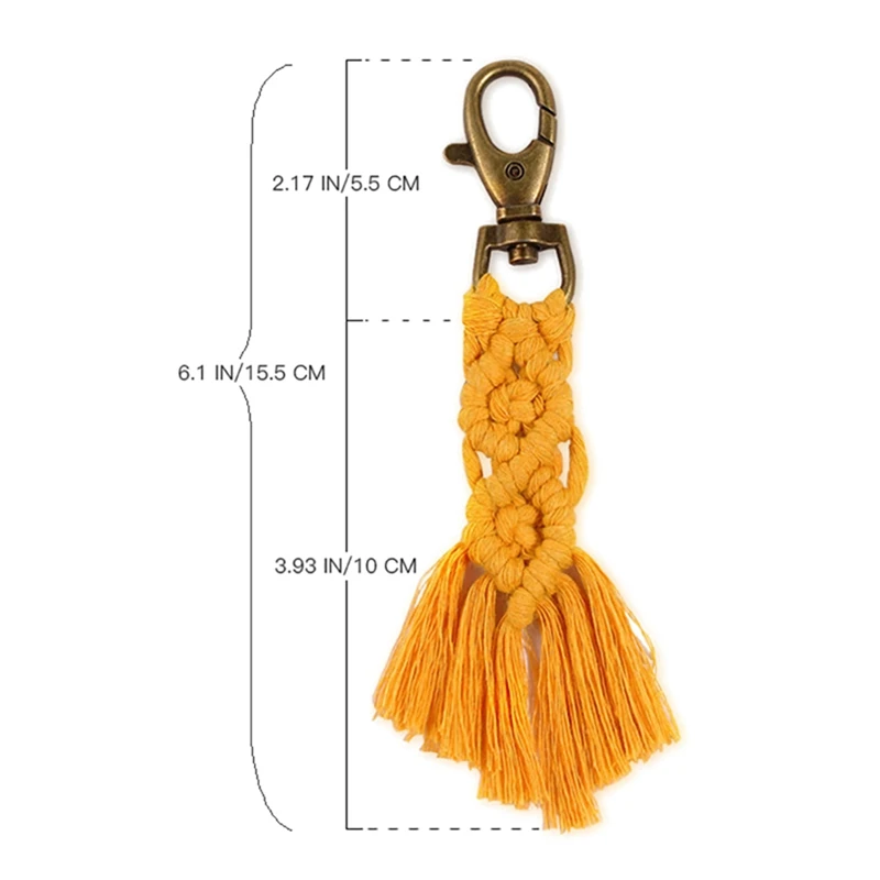 Analyste de mini porte-clés en macramé faits à la main avec glands, porte-clés Boho, sac à main de voiture, portefeuille de téléphone, cadeau de mariage