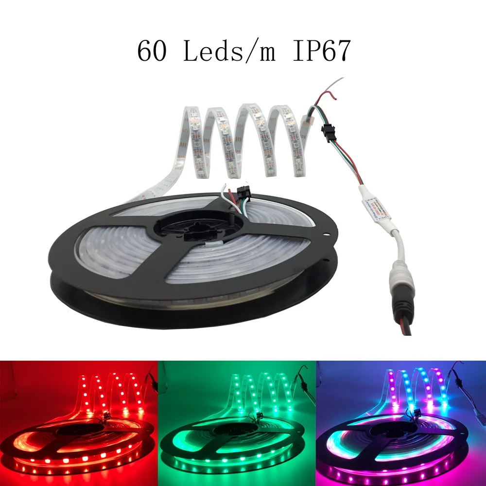 5m WS2812B LED-Leuchten WS2812 RGB LED-Streifen Individuell Adressierbare LED-Lichtleiste Schwarz-Weiß PCB IP30 65 67 5V – Detail 20