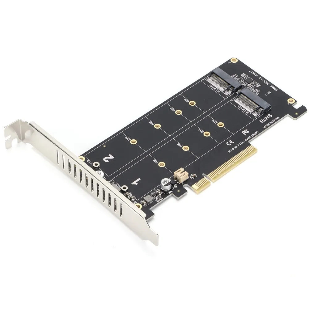Durable 2 X 32Gbps M.2 NVME PCIE Adapter Card Dual Port High Performance M.2 NVMe Adapter Card PCIe Expansion Card PC Upgrade
