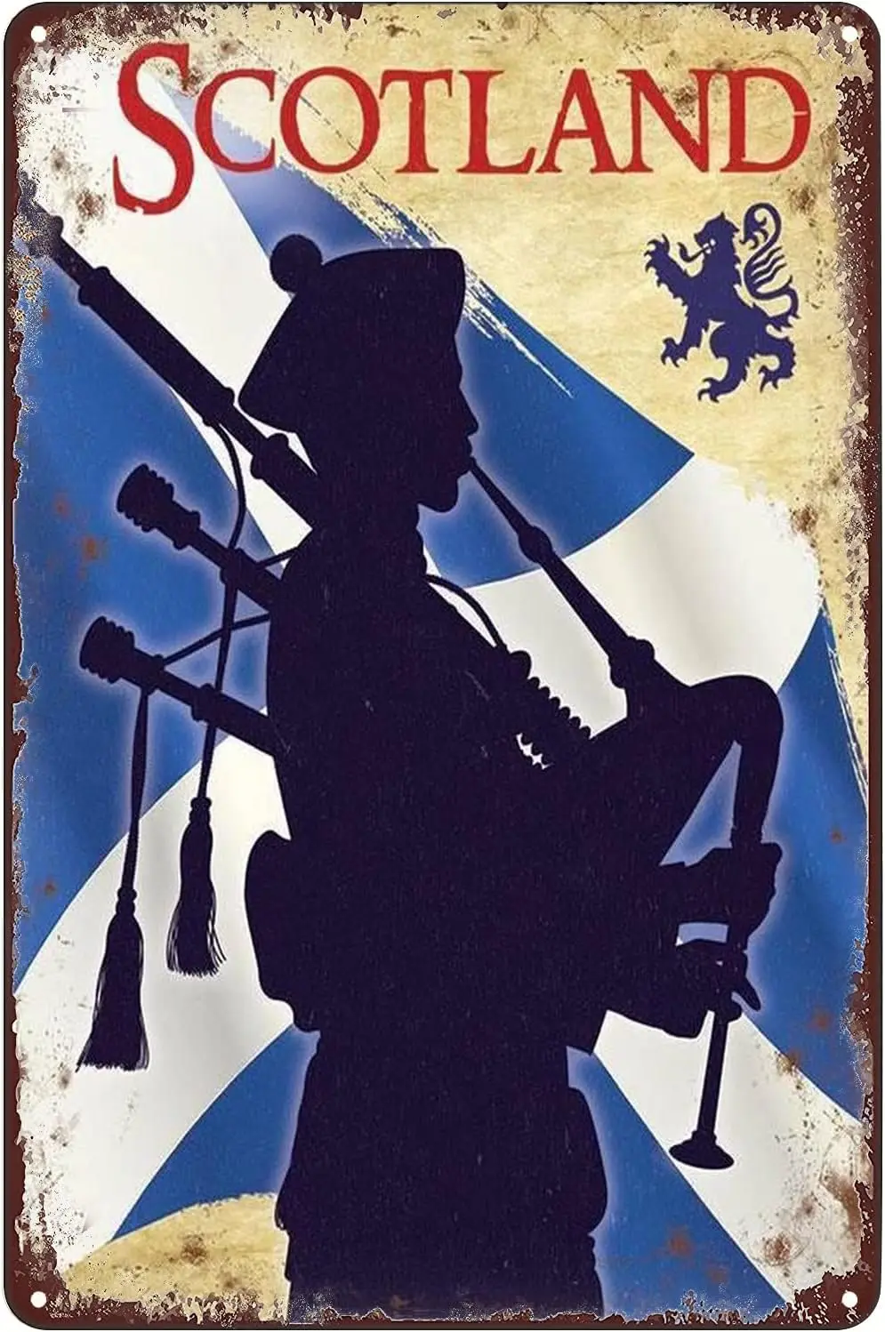 tuya Vintage Metal Tin Signs - Scotland Bagpipes Piper Silhouette Scottish Poster - Wall Decor Plaque for Home Bar Pub Cafe Club