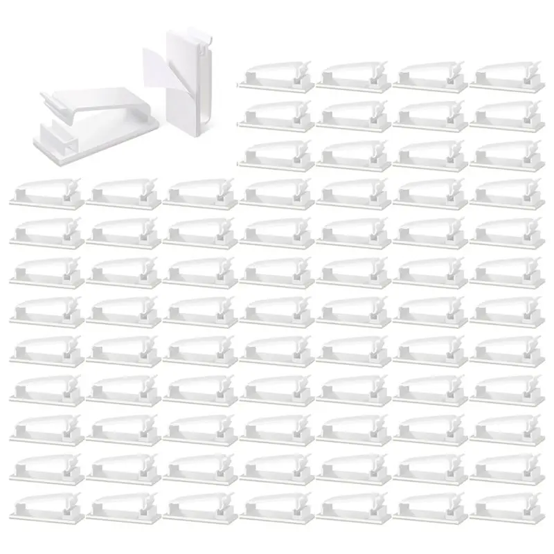 A02F-100 Pcs Light Clips Adhesive Hooks For Outdoor String Cable Wire Clips Adhesive Wire Management Cord Holder For The Wall
