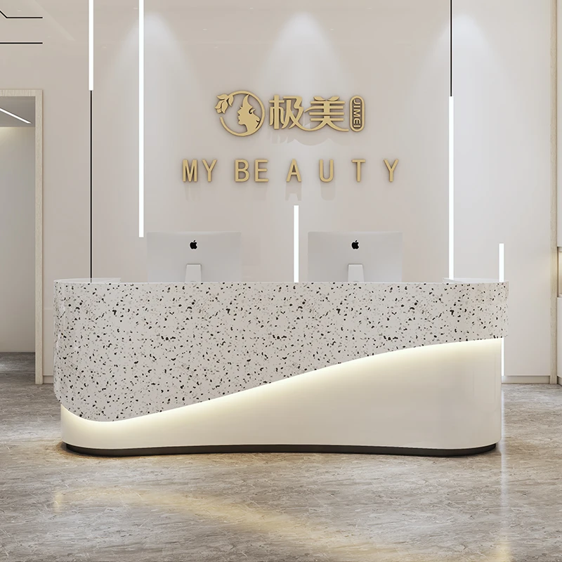 Salon Customized Beauty Reception Desk Bar Simple Modern Reception Desk Company Front Bancone Reception Commercial Furniture