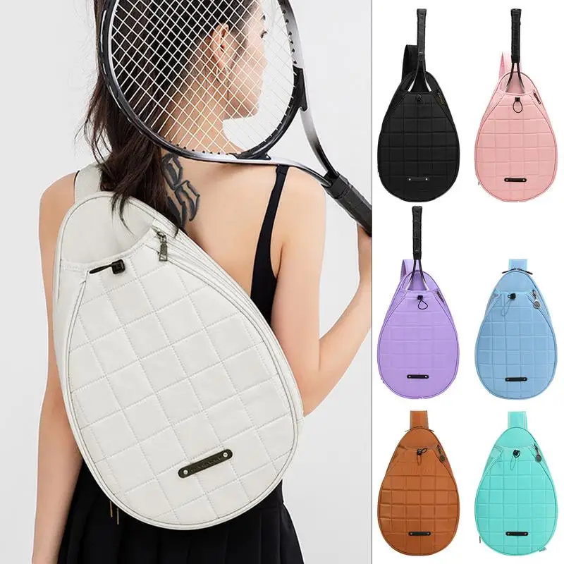 

One/Double Shoulder Tennis Bag Tennis Accessories Large Capacity Pure Color Badminton Bag Beauty Crossbody Tennis Crossbody Bag