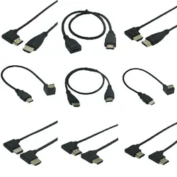 15cm 30cm 50CM 1m Dual HDMI-compatible Male To Female Converter Up Down Right Left Angled Adapter HDTV HD Cable For DVD PS3 PC