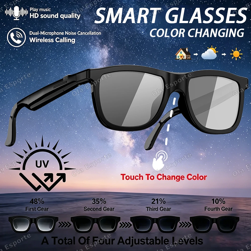 

Умные очки 2026 с сенсорными линзами, меняющими цвет, AI-переводом, двойным микрофоном, шумоподавлением, суперчетким звуком и Bluetooth-подключением