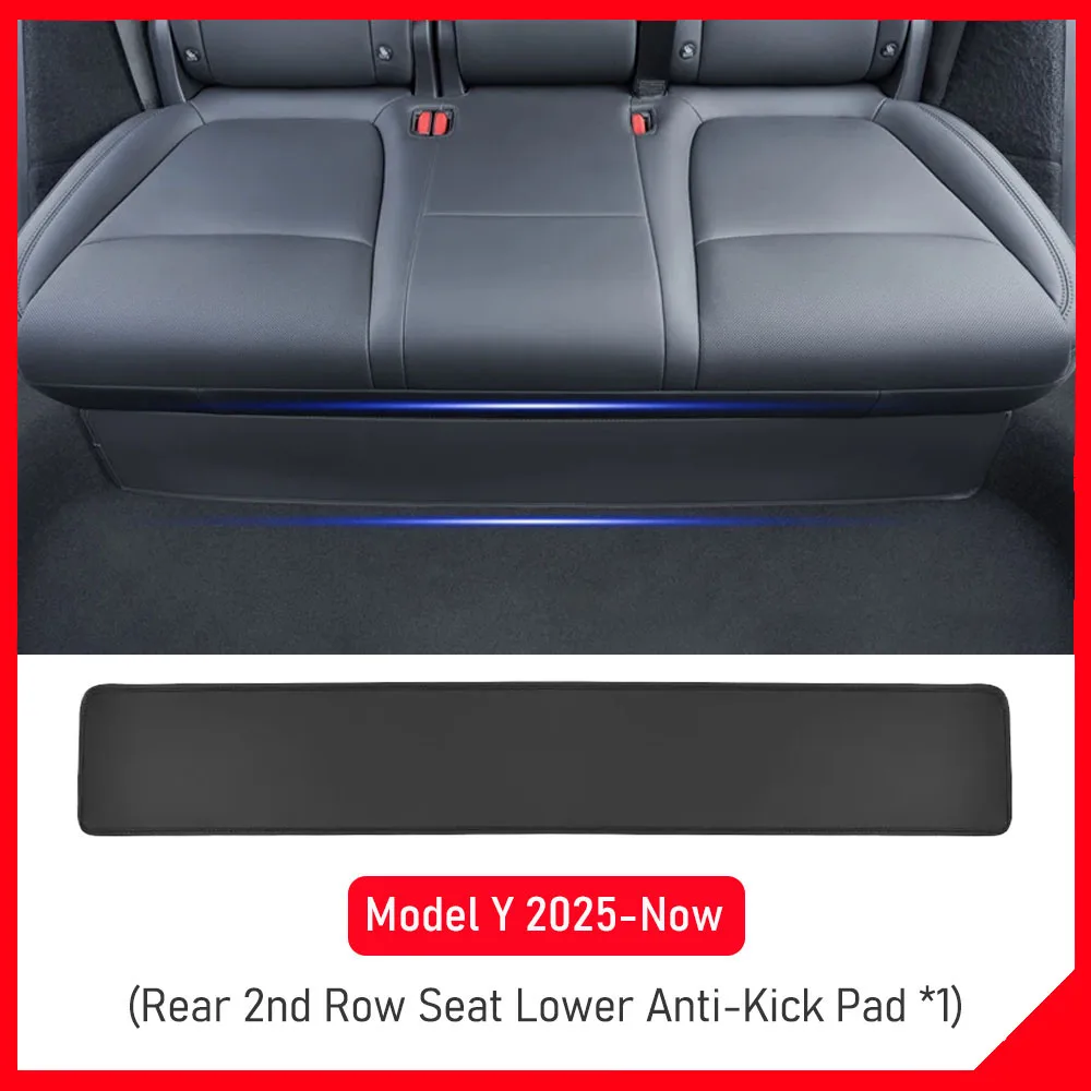 Tapete de Couro Antiderrapante para Tesla Model Y Juniper 2026 2025 Protetor Inferior do Banco Traseiro 2ª Fileira