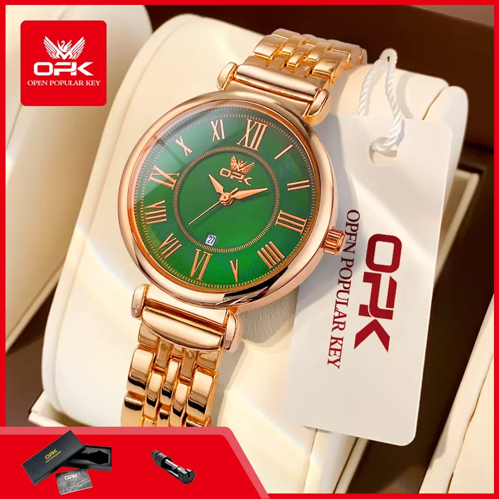 

OPK 8167 Women's Watches Steel Strap Waterproof Retro Roman Scale Elegant Ladies Watches Original Quartz Wristwatches for Woman