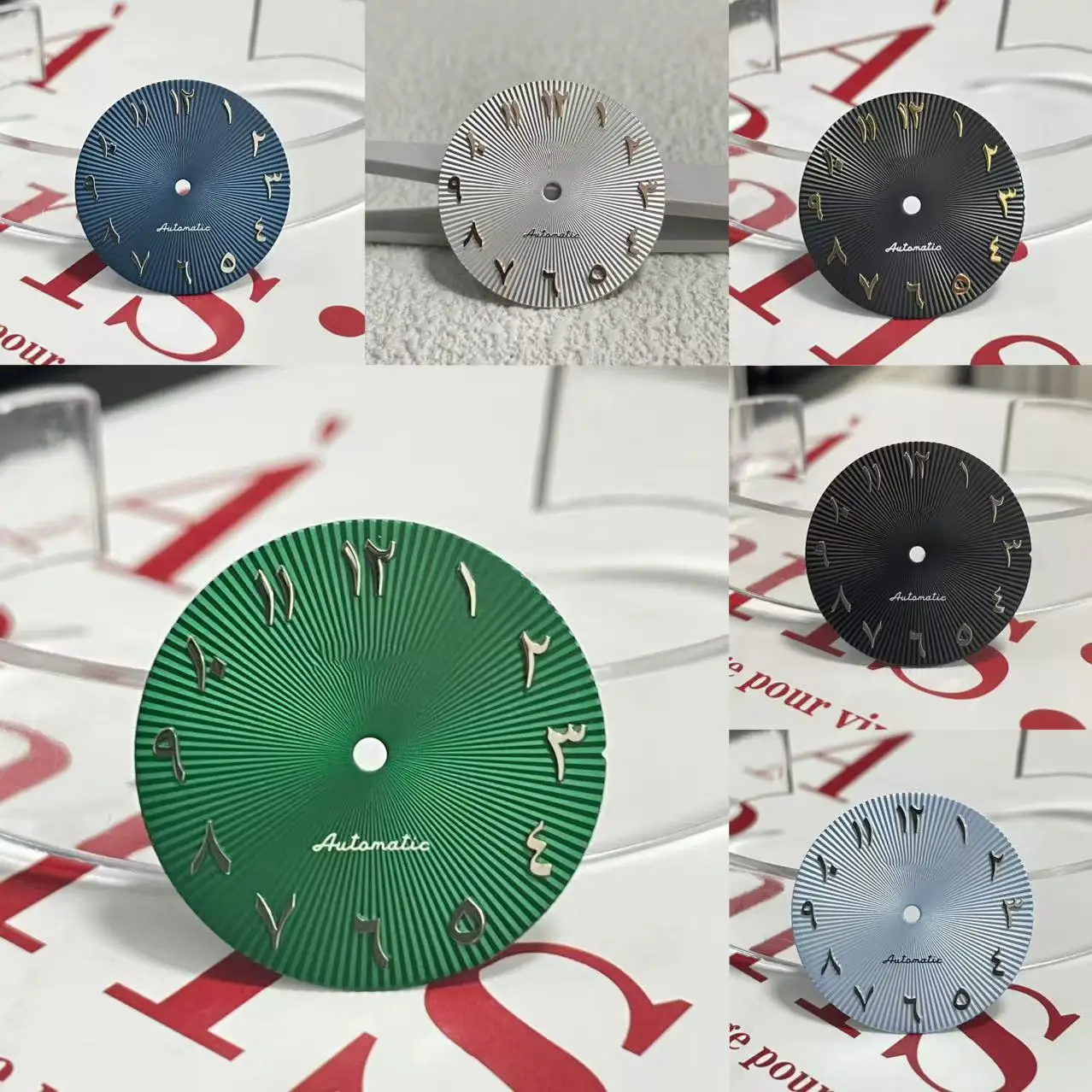 NH 28,5 mm grün, schwarz, arabische Ziffer, blaues Silber-S-Logo, Zifferblatt NH35, Automatikwerk,