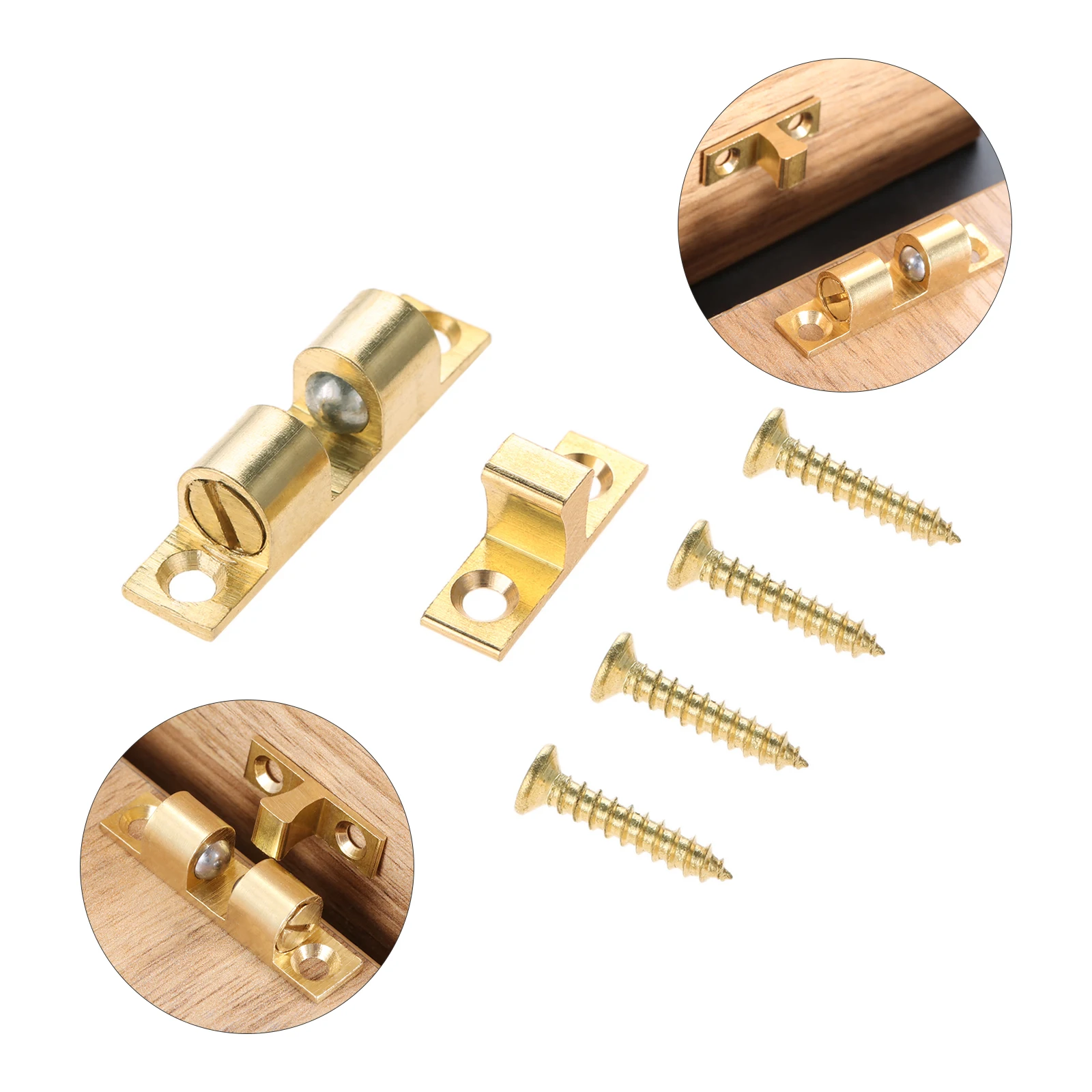 10pcs/lot Furniture Door Catch Solid Brass Adjustable Spring 2-Balls 35mm/1.38in Doorstop Closer Gold Latch w/screw Cabinet Door