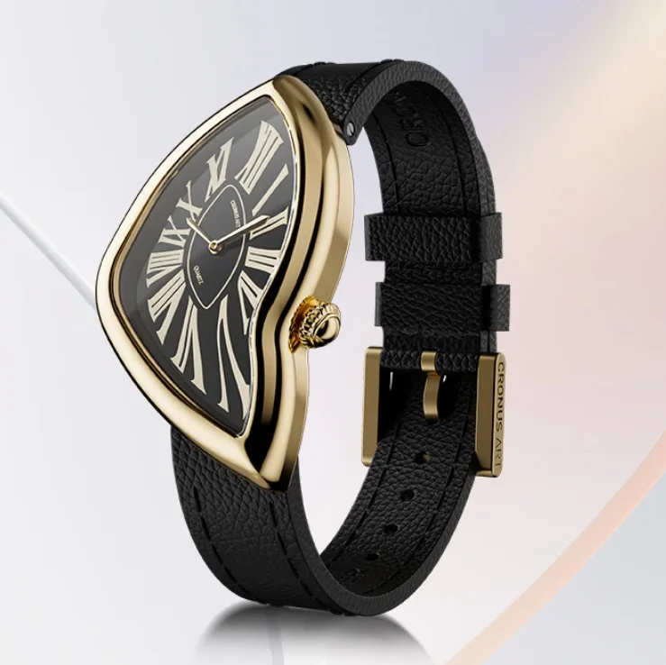 CRONUSART ساعة كوارتز نسائية 28 مللي متر * 46 مللي متر ساعة يد فاخرة للسيدات حافظة غير منتظمة مرآة كريستال سمك 8.1 مللي متر